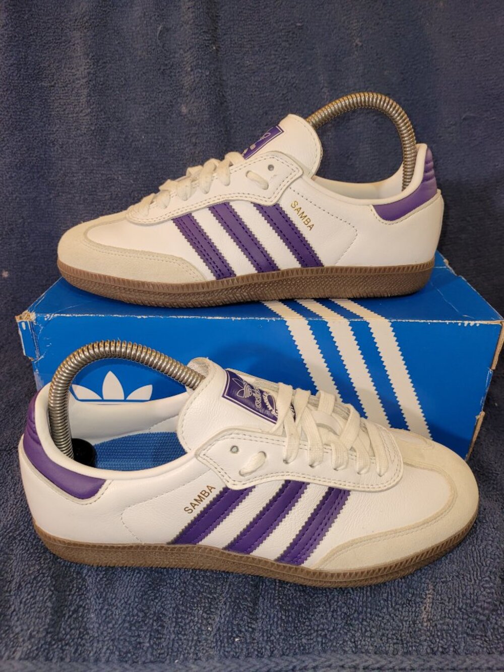 Adidas Samba Men's Size 5.5 ADV White Purple Tan Gum Sneakers IE6613 (#2361)